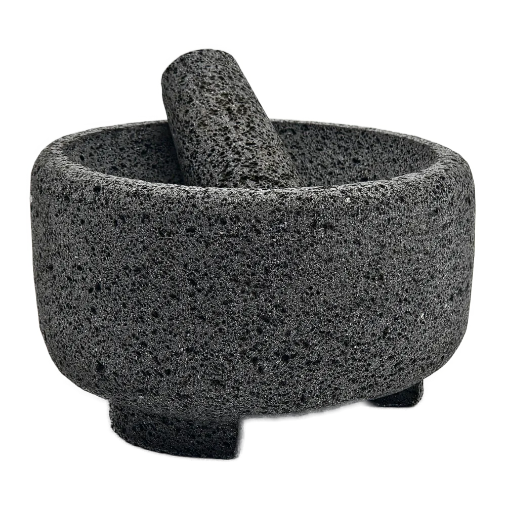 Molcajete Artesanal Xicalli de 8 Pulgadas - Piedra Volcánica Negra de San Salvador el Seco 05.webp