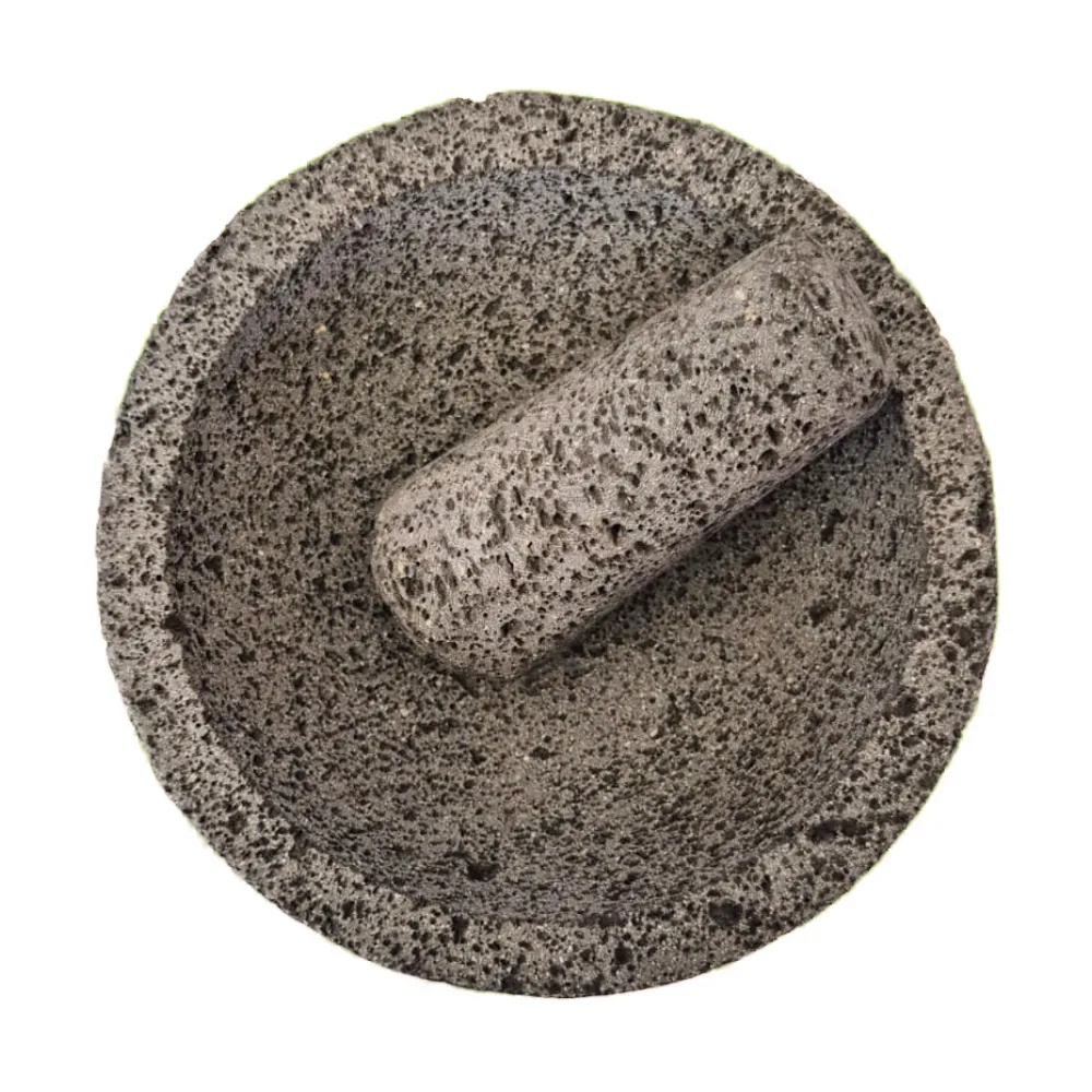 Molcajete Popocatépetl de 8 Pulgadas de Diámetro con Base de Madera de Cedro 04.webp