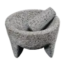 Molcajete Artesanal de Piedra Volcánica Negra de 6 Pulgadas con Temolote