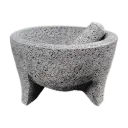 Molcajete Artesanal de Piedra Volcánica Negra de 10 Pulgadas con Temolote
