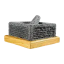 Molcajete de Piedra Volcánica Cuadrado Nahui de 8 Pulgadas con Pedestal de Cedro Rojo