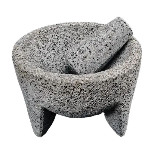 [MRN6] Molcajete Artesanal de Piedra Volcánica Negra de 6 Pulgadas con Temolote