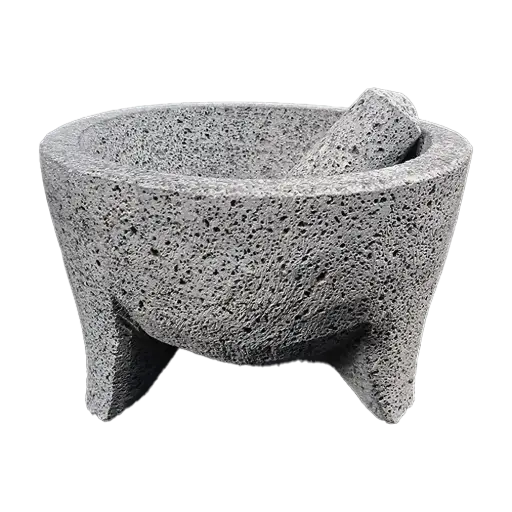 [MRN10] Molcajete Artesanal de Piedra Volcánica Negra de 10 Pulgadas con Temolote