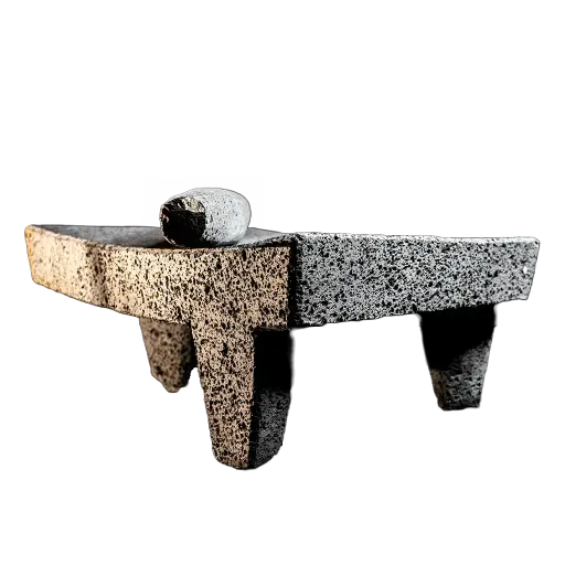 [MTT14-N] Metate Artesanal de Piedra Volcánica Negra con Metlapil de 14 Pulgadas